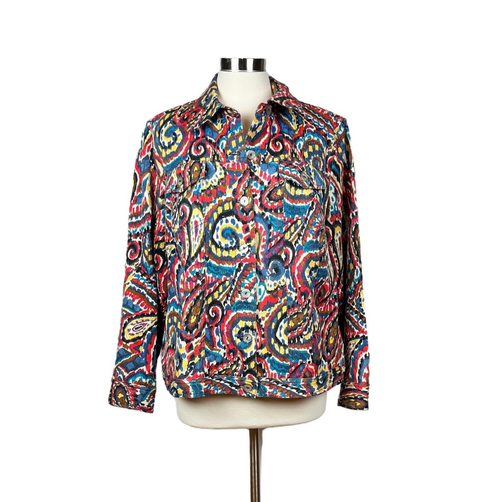 Ruby Rd. Woman Artsy Multicolored Paisley Jacket - Picture 6 of 16